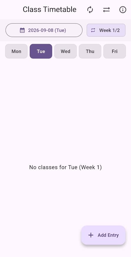 Class Timetable on an Android phone